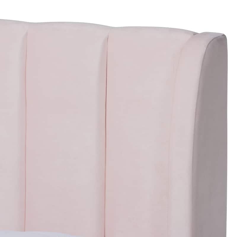 Silver Orchid Bruce Glam Velvet Fabric Platform Bed