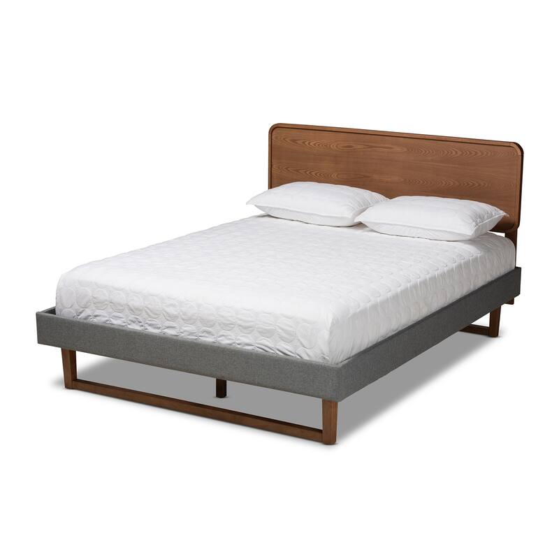 Mid-Century Walnut Wood Platform Bed - Full