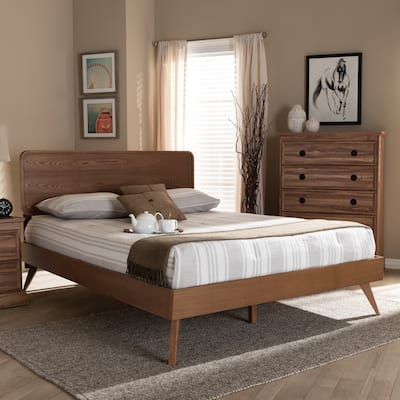 Carson Carrington Ulvsta Walnut Wood Mid-century Platform Bed