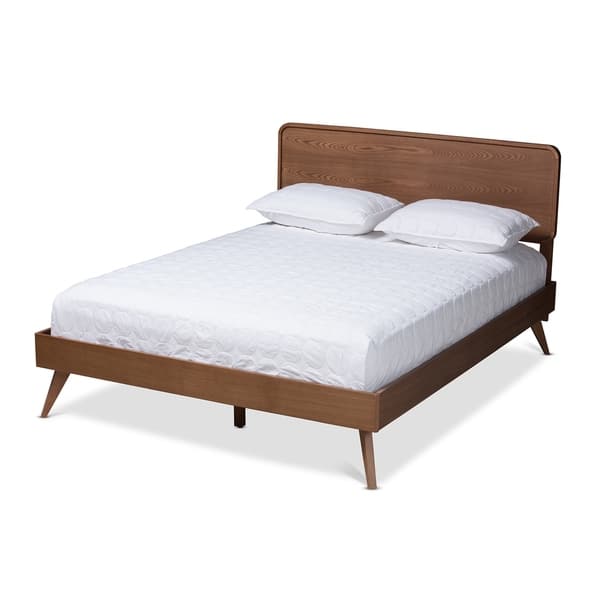 Carson Carrington Ulvsta Walnut Wood Midcentury Platform Bed