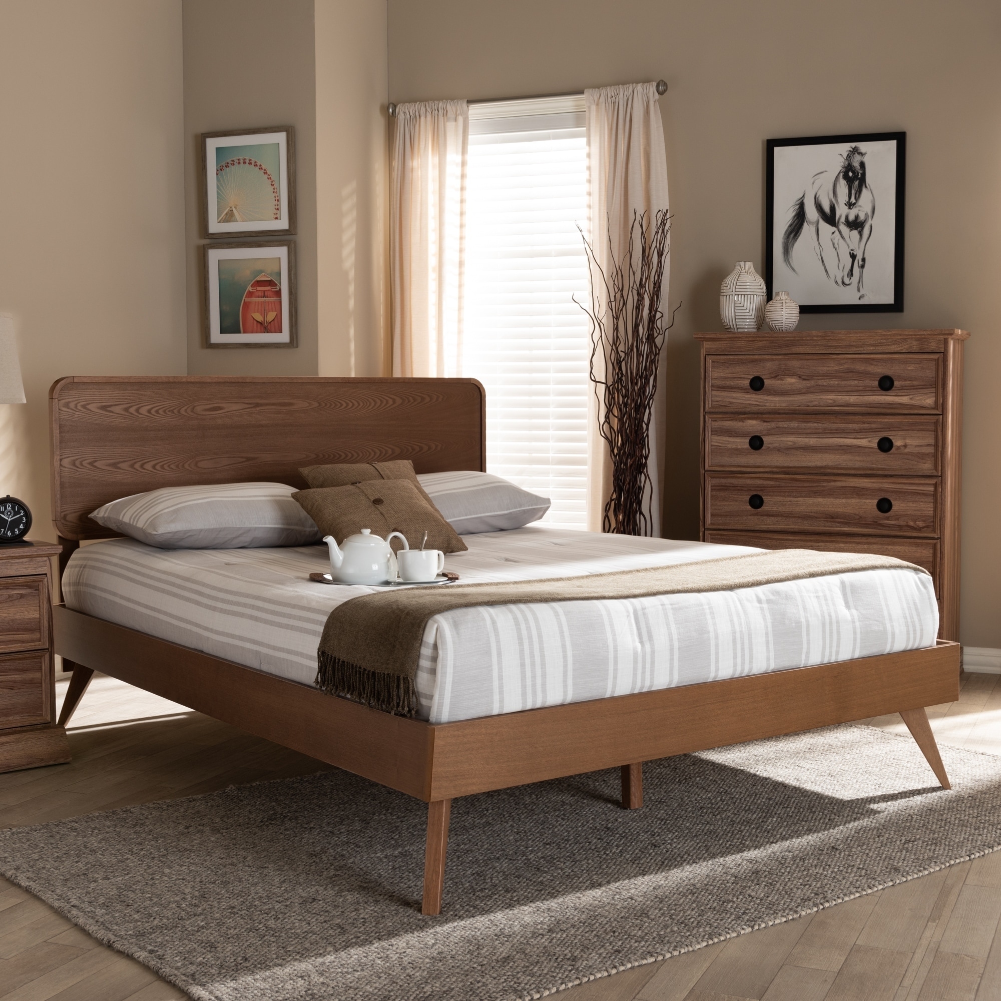 Carson carrington ullared wood and synthetic rattan store platform bed