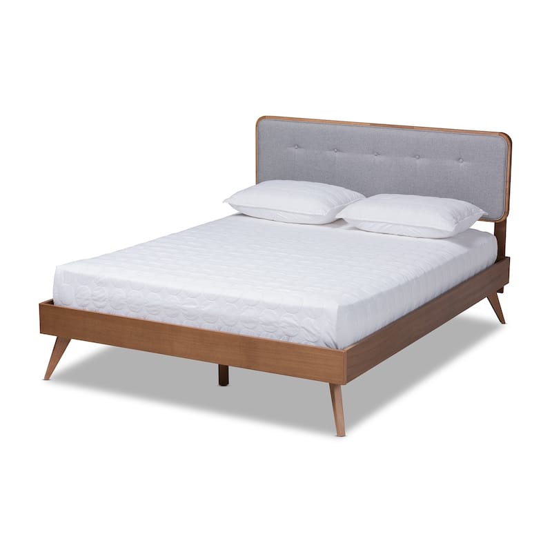 Carson Carrington Ulas Mid-century Fabric Platform Bed - Gray - Queen