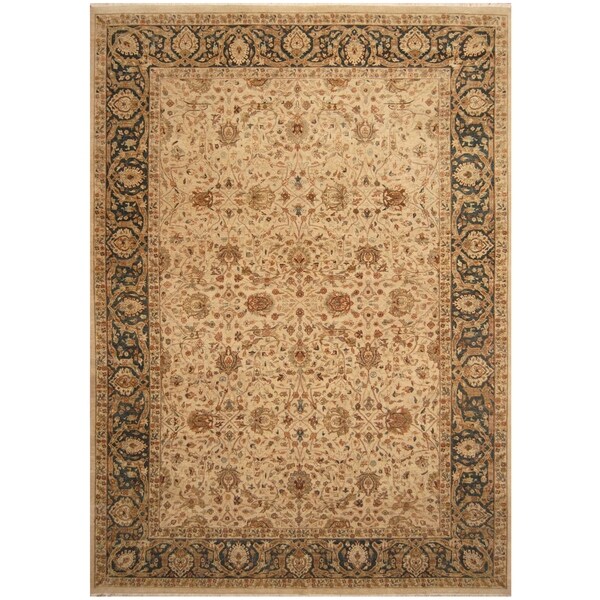 Handmade One-of-a-Kind Vegetable Dye Mahal Wool Rug (India) - 9'10 x 14'