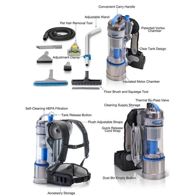 2019 Prolux 2.0 Bagless Backpack Vacuum with Deluxe 1 1/2 inch Tool Kit