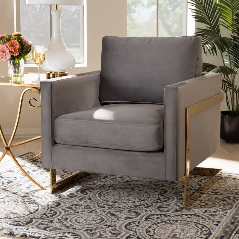 Silver Orchid Bryson Glam Velvet Fabric Armchair