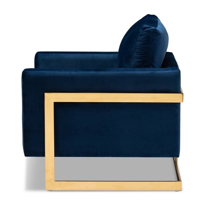 Silver Orchid Bryson Glam Velvet Fabric Armchair - Navy