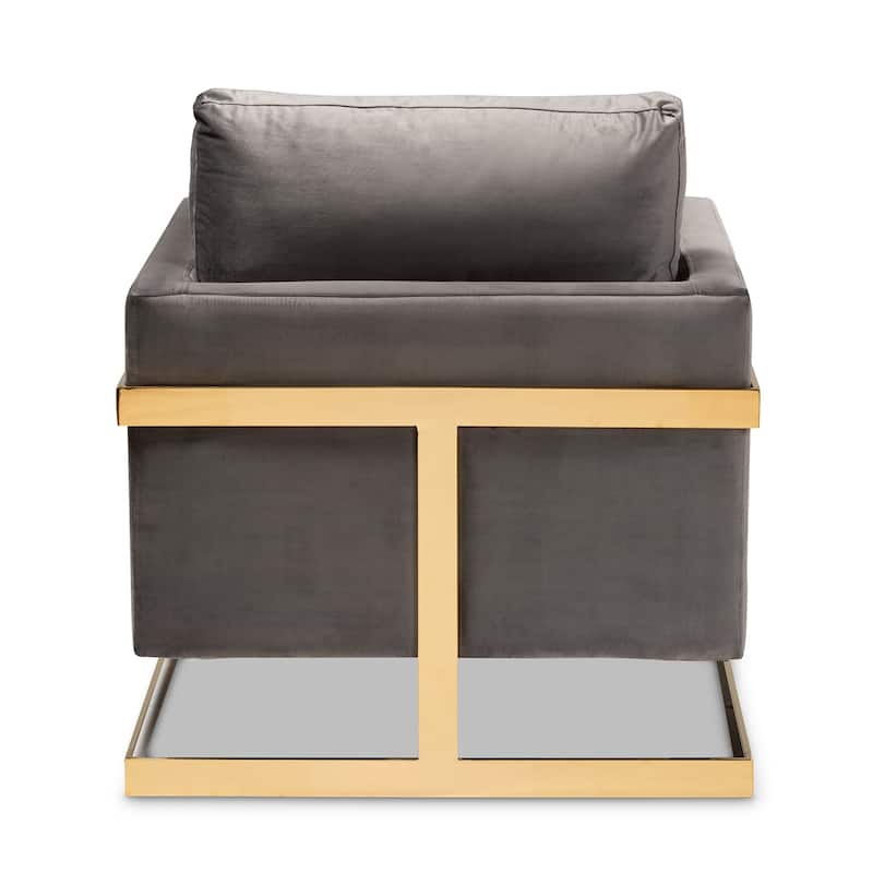 Silver Orchid Bryson Glam Velvet Fabric Armchair