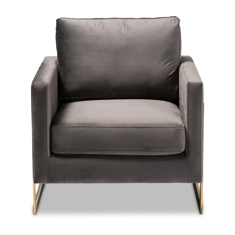 Silver Orchid Bryson Glam Velvet Fabric Armchair