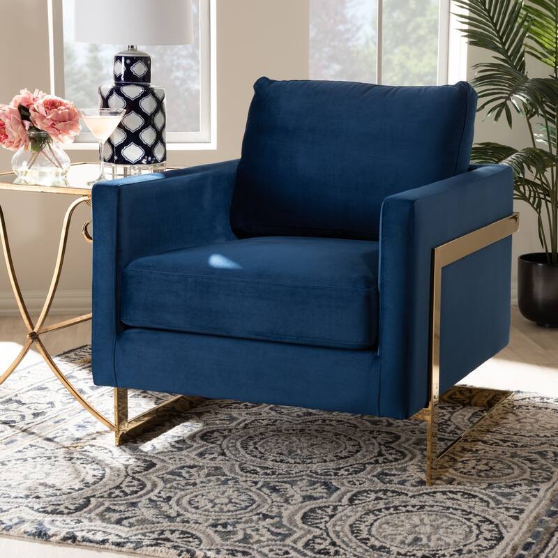 Silver Orchid Bryson Glam Velvet Fabric Armchair