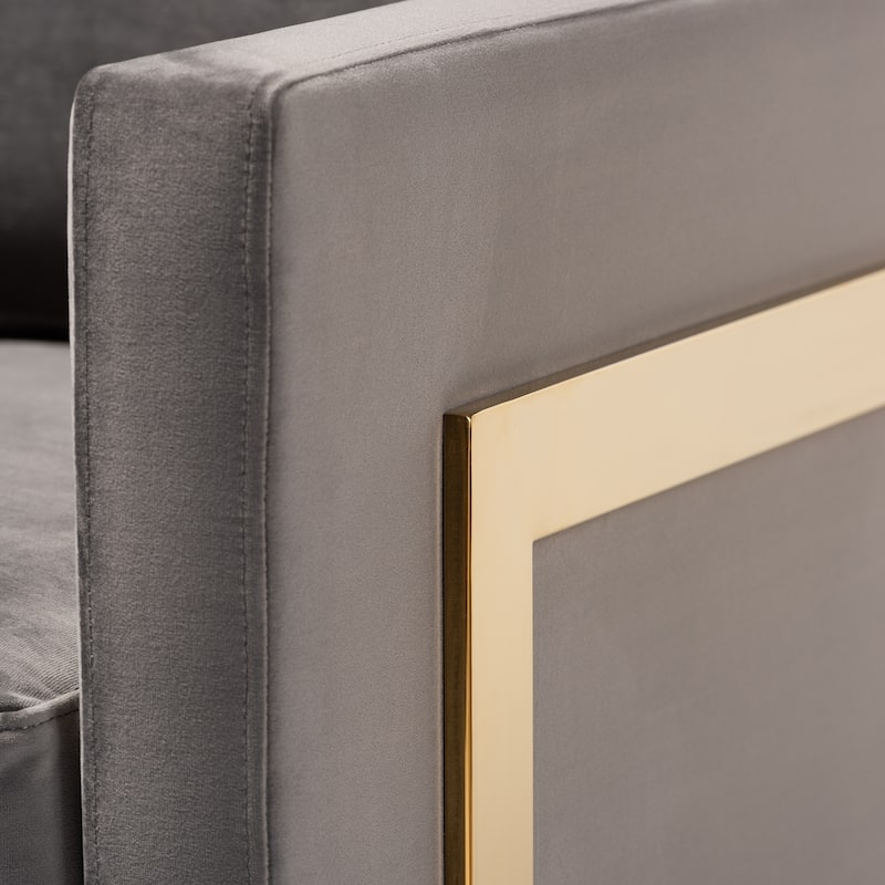 Silver Orchid Bryson Glam Velvet Fabric Armchair