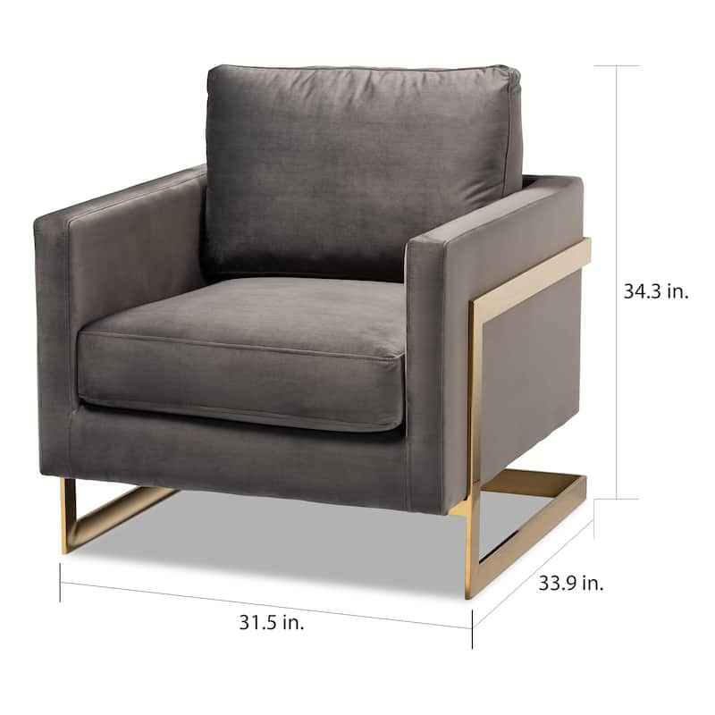 Silver Orchid Bryson Glam Velvet Fabric Armchair - Gray