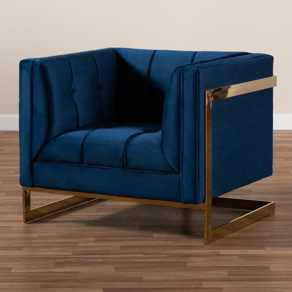 Baxton Studio Velvet Fabric Goldtone Frame Glam Armchair On Sale