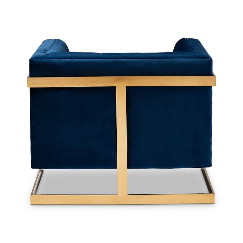 Glam Velvet Fabric Armchair with Gold-Tone Frame