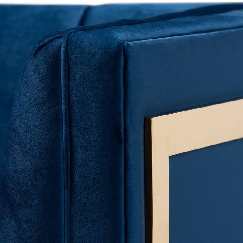 Glam Velvet Fabric Armchair with Gold-Tone Frame