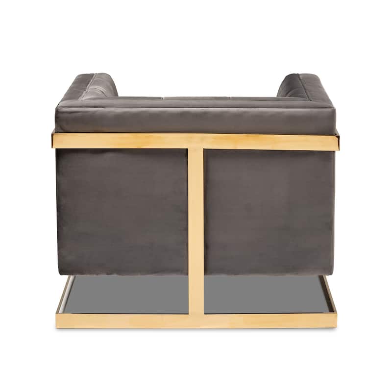 Glam Velvet Fabric Armchair with Gold-Tone Frame
