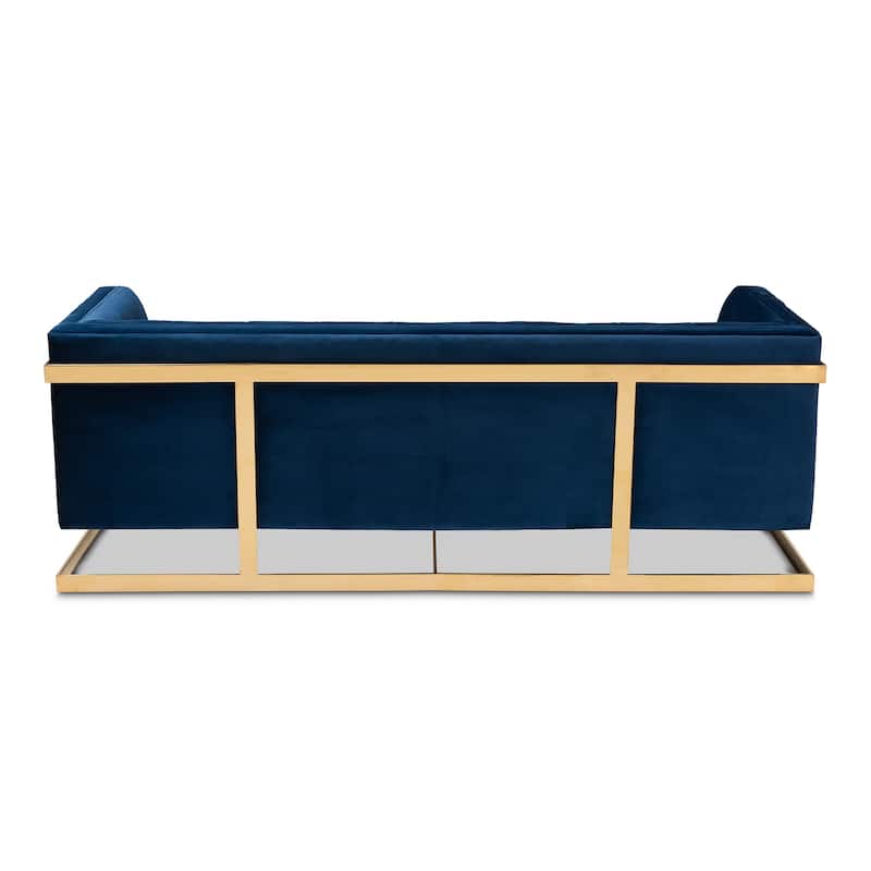 Silver Orchid Buckham Glam Velvet Fabric Sofa - Navy