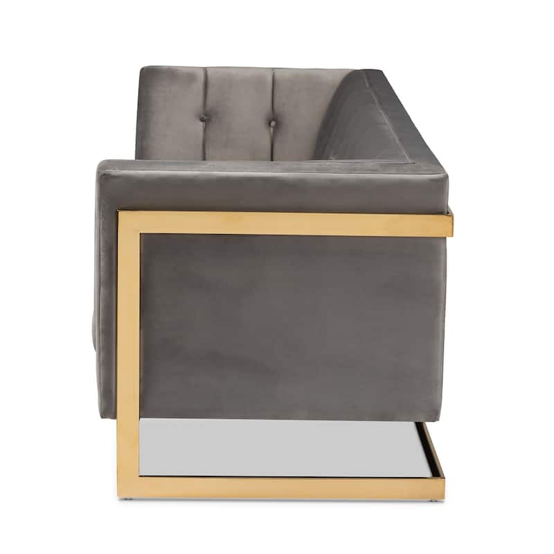 Silver Orchid Buckham Glam Velvet Fabric Sofa