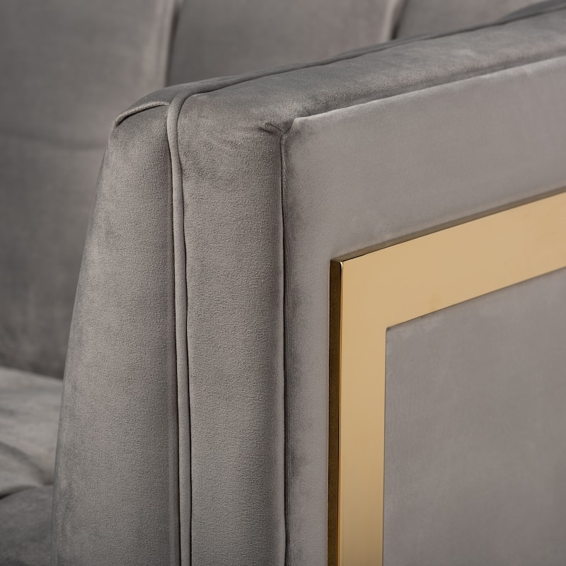 Silver Orchid Buckham Glam Velvet Fabric Sofa
