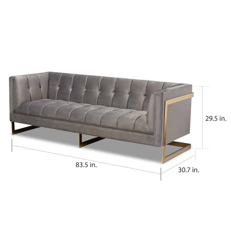 Silver Orchid Buckham Glam Velvet Fabric Sofa