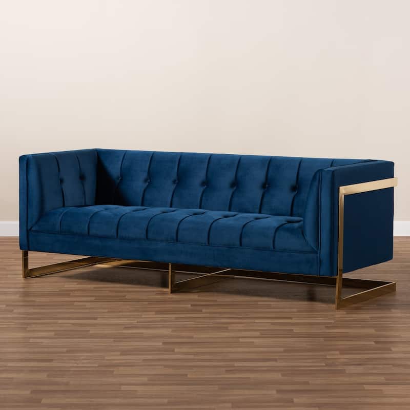 Silver Orchid Buckham Glam Velvet Fabric Sofa