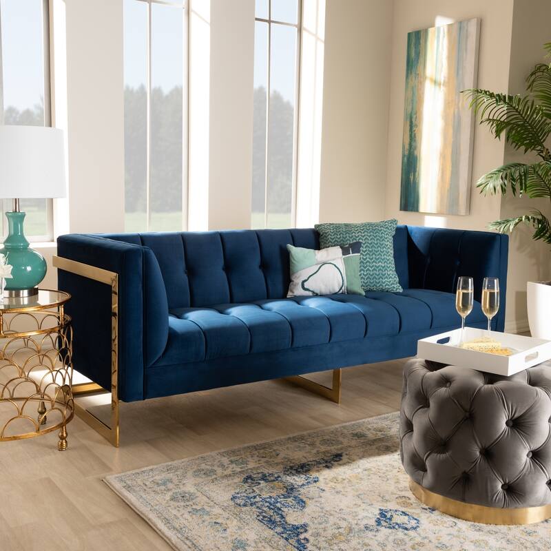 Silver Orchid Buckham Glam Velvet Fabric Sofa