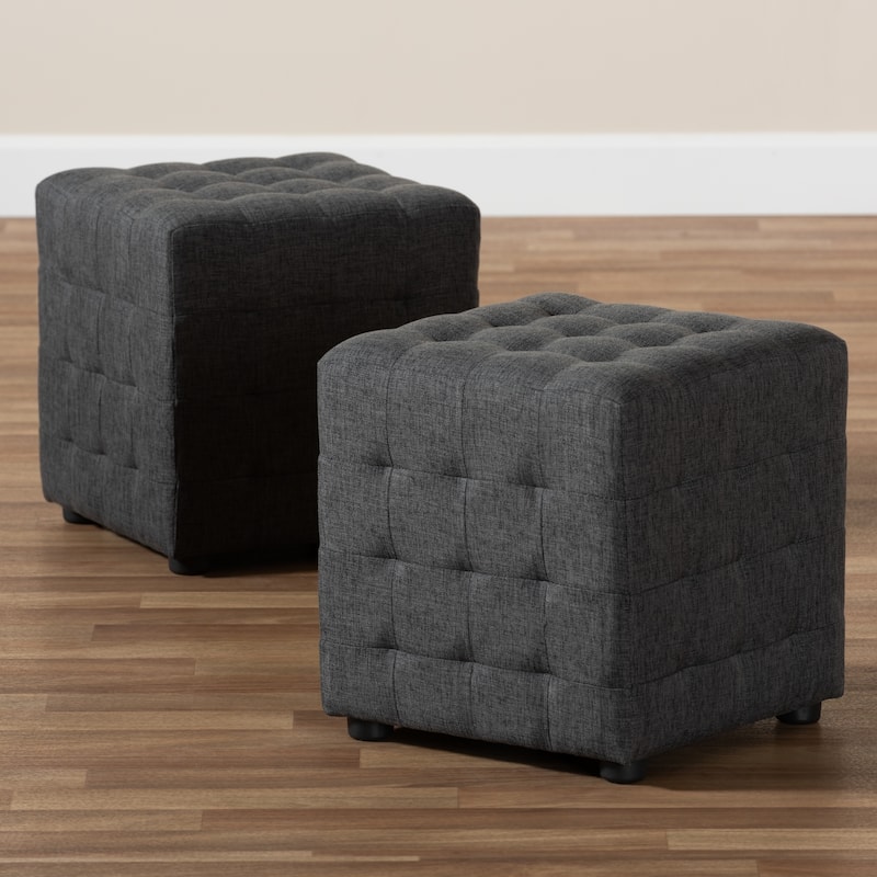 Contemporary Fabric 2-Piece Ottoman Set