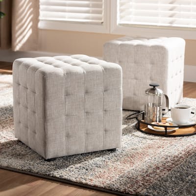 Contemporary Fabric 2-Piece Ottoman Set