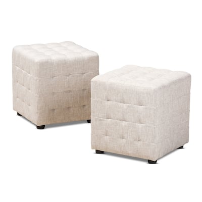 Contemporary Fabric 2-Piece Ottoman Set