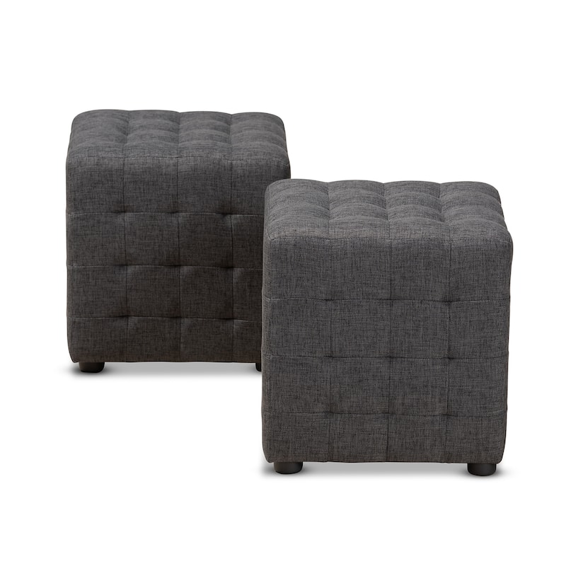 Contemporary Fabric 2-Piece Ottoman Set