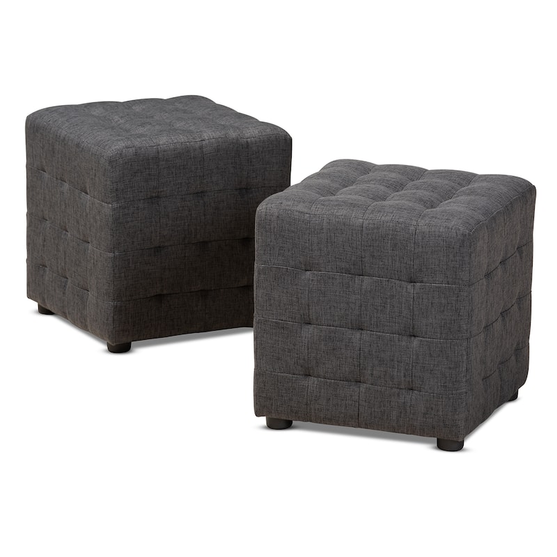 Contemporary Fabric 2-Piece Ottoman Set - Charcoal