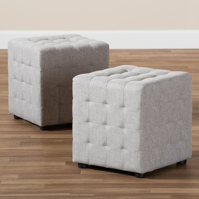 Contemporary Fabric 2-Piece Ottoman Set
