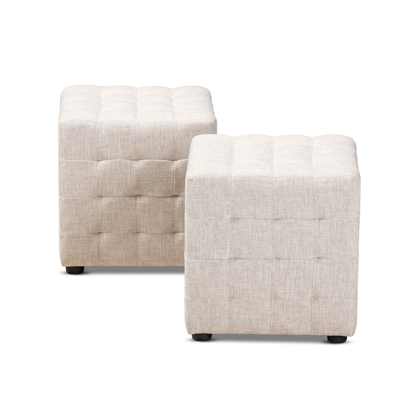 Contemporary Fabric 2-Piece Ottoman Set
