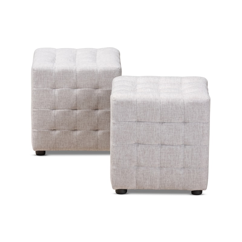 Contemporary Fabric 2-Piece Ottoman Set