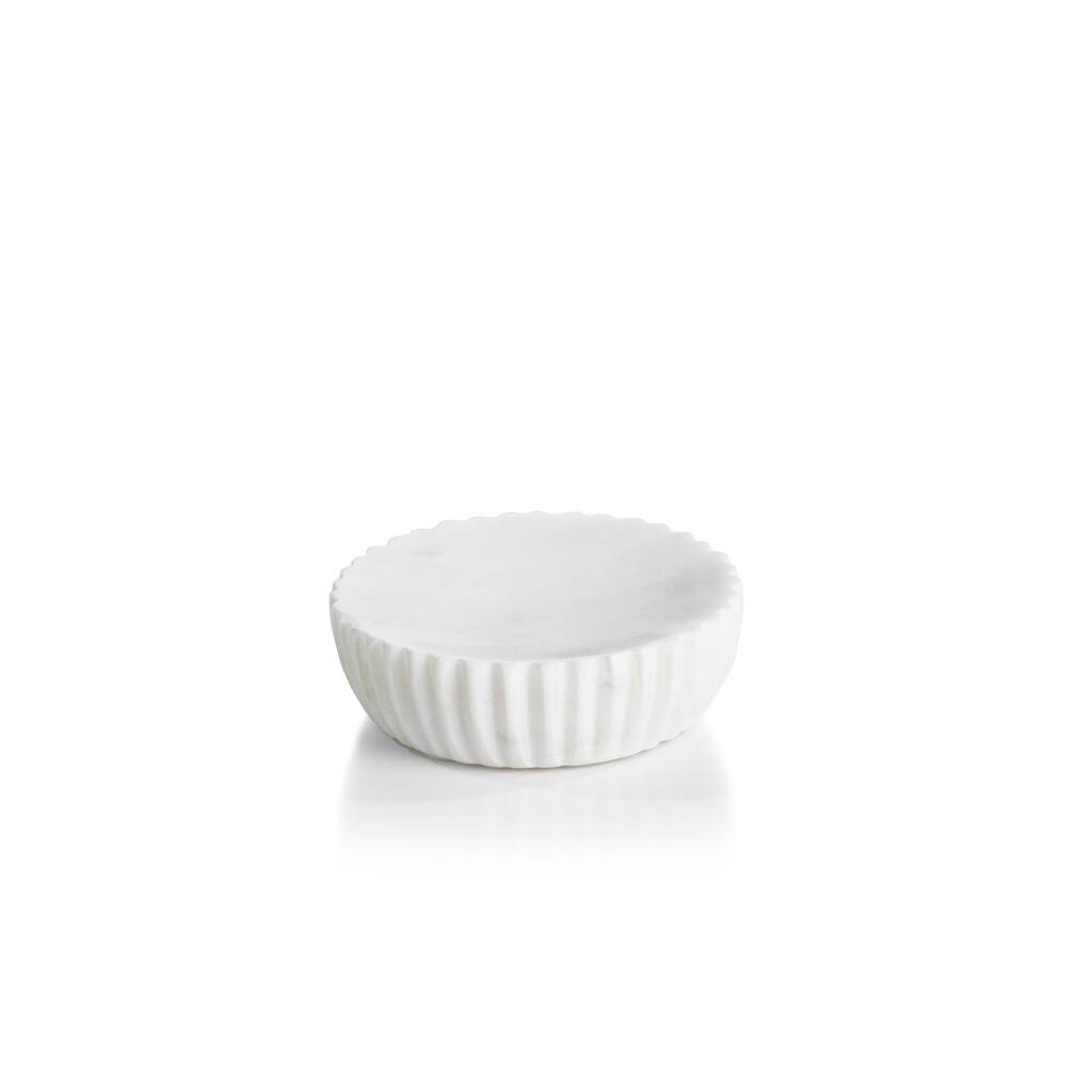 Mannara 5" Diameter Marble Soap Dish - White