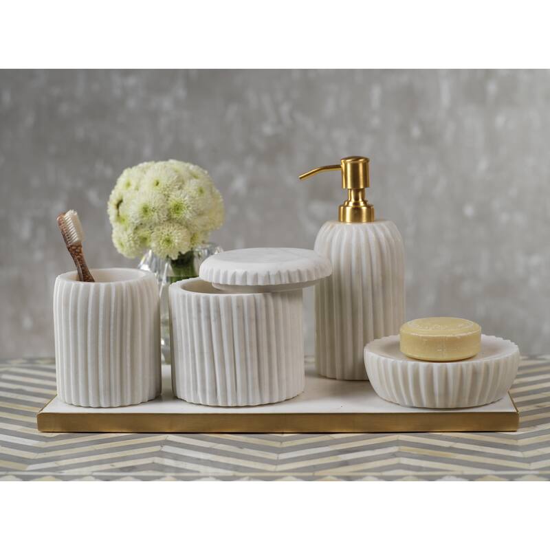 Mannara 5" Diameter Marble Soap Dish - White