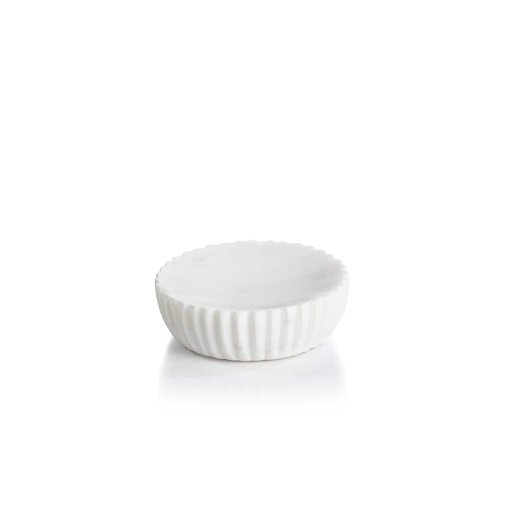 Mannara 5" Diameter Marble Soap Dish - White