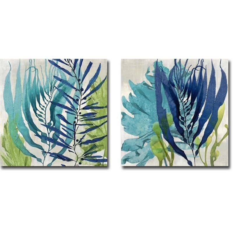 Sea Nature I & II by Melonie Miller 2-pc Gallery Wrapped Canvas Giclee Art Set (18 in x 18 in Each Canvas in Set)