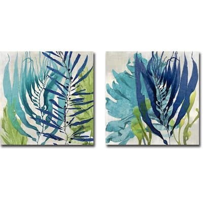 Sea Nature I & II by Melonie Miller 2-pc Gallery Wrapped Canvas Giclee Art Set (18 in x 18 in Each Canvas in Set)
