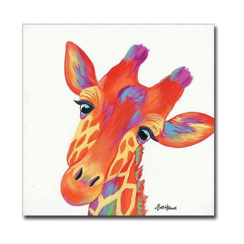 Cheery Giraffe by Britt Hallowell Gallery Wrapped Canvas Giclee Art (30 in x 30 in)