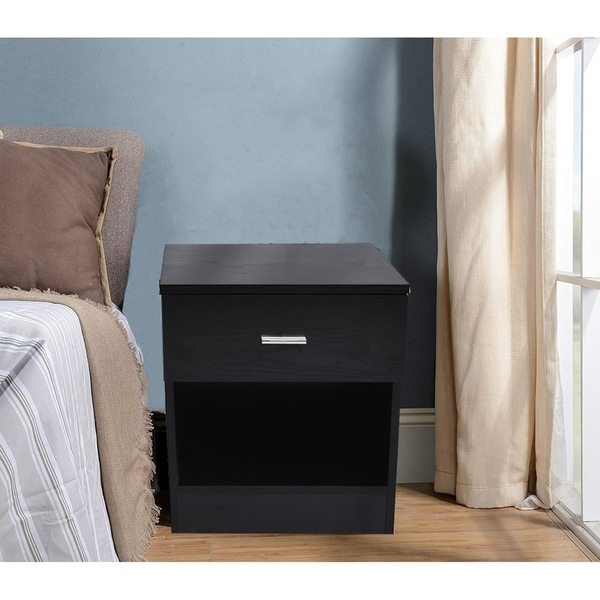 Modern Wood Bedroom Furniture Bedside End Table 1 Drawer Nightstand