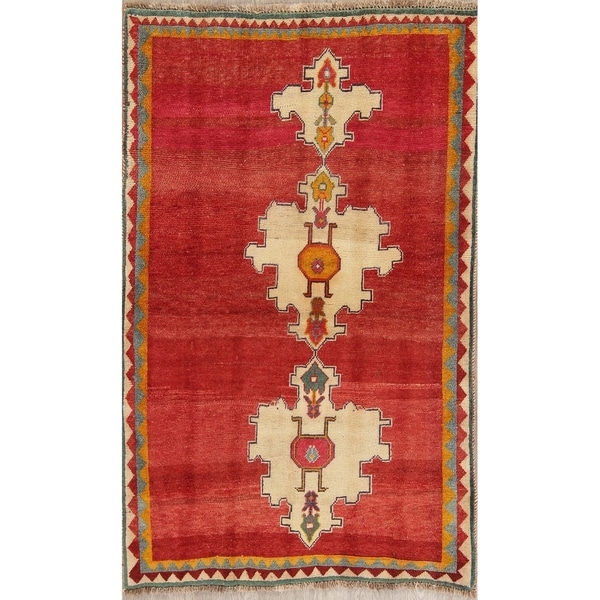 Vintage Gabbeh Geometric Hand Knotted Wool Oriental Persian Area Rug - 4'7" x 3'8"