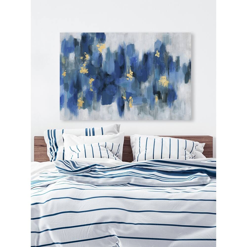Shop Marmont Hill Handmade Blue Floral Print On Wrapped Canvas