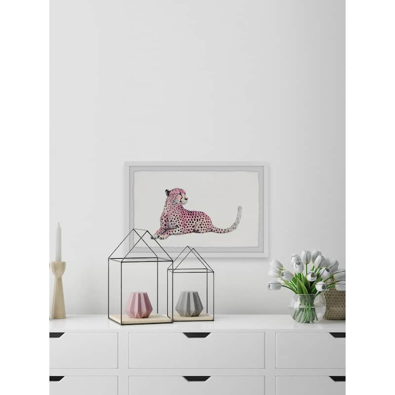 Silver Orchid Handmade Pink Cheetah Framed Print - Multi-Color