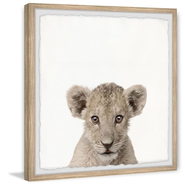 slide 1 of 7, Taylor & Olive Handmade Lion Cub in White Framed Print