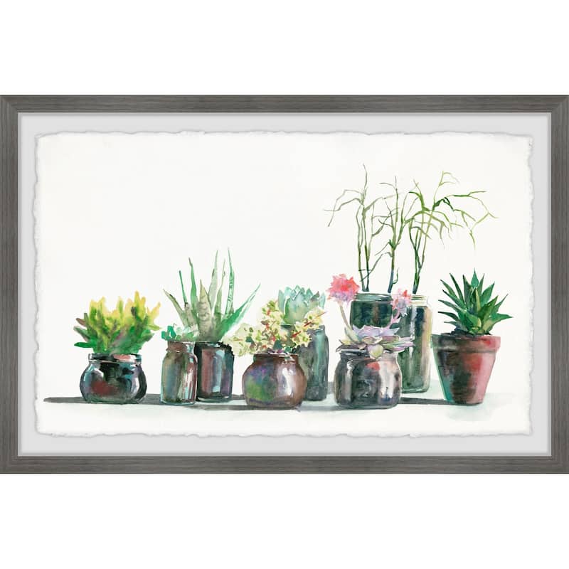 'Garden Jars' Framed Painting Print - Multi-Color