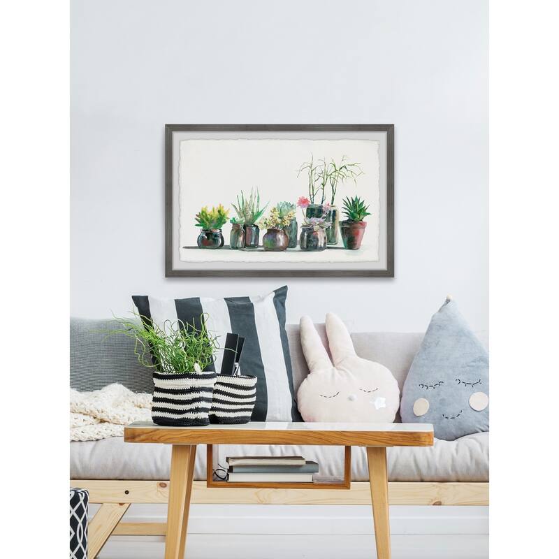 'Garden Jars' Framed Painting Print - Multi-Color