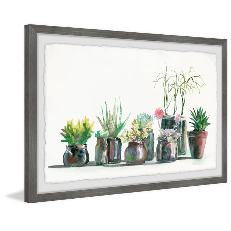 'Garden Jars' Framed Painting Print - Multi-Color