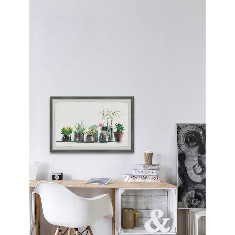 'Garden Jars' Framed Painting Print - Multi-Color