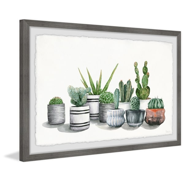 Shop Handmade Lined Potted Cactus Framed Print - On Sale - Free ...