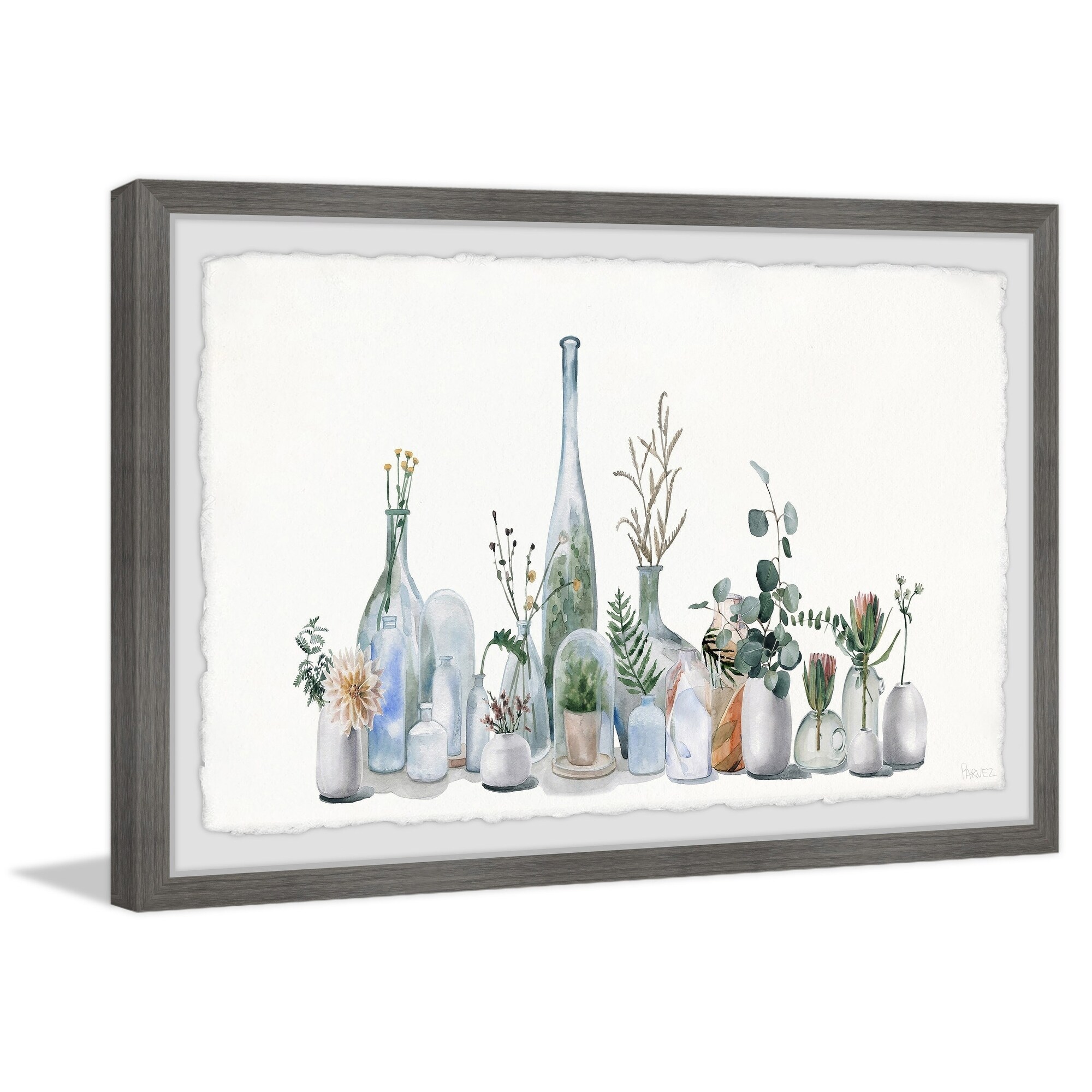 Blooms in Vases' Framed Painting Print - Multi-color - On